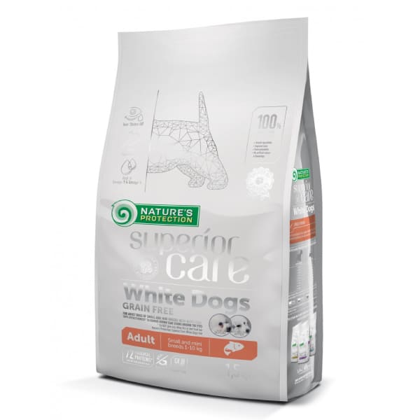 NATURE`S PROTECTION SUPERIOR DOG MINI WHITE sausā barība suņiem Lasis 10kg